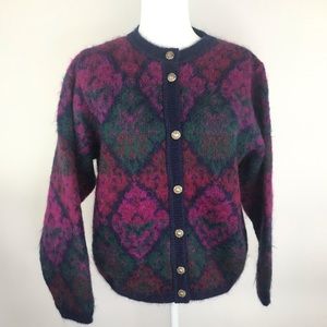 Pitlochry Scotland Women Sweater M Mohair Button